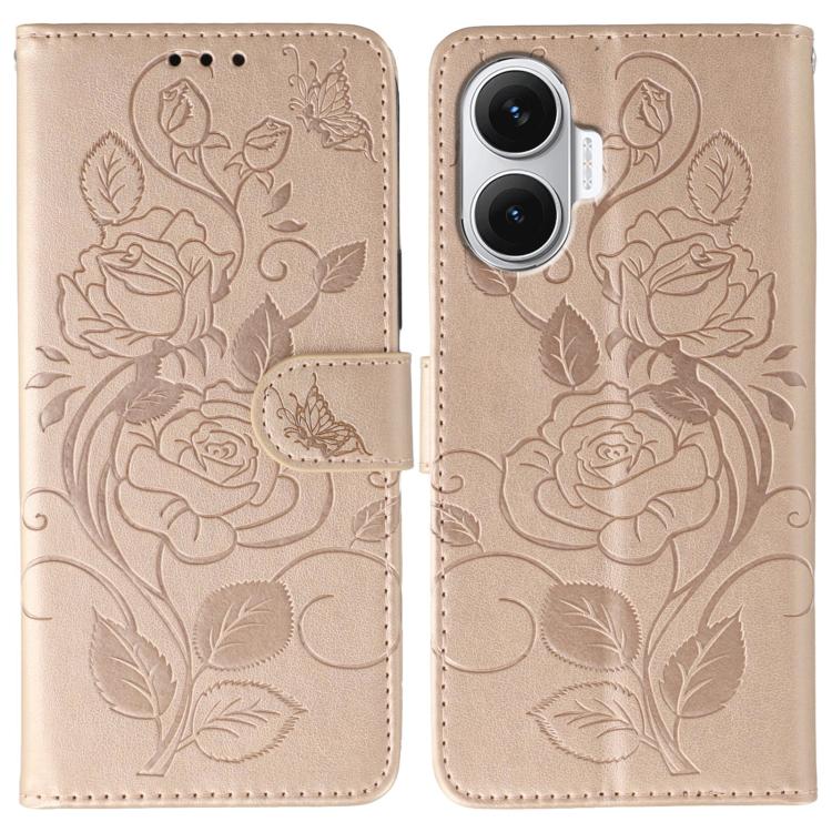 Rose Butterfly Embossed Leather Phone Case, For Redmi 15C 5G / 4G EU 173mm, For Redmi 15 5G Global / 15 4G SEA, For Redmi 15 5G / 4G EU 171mm, For Redmi 15C 5G / 4G Global 171mm, For Redmi Turbo 4 Pro 5G / Poco F7, For Xiaomi Poco F7 Ultra / Redmi K80 ...