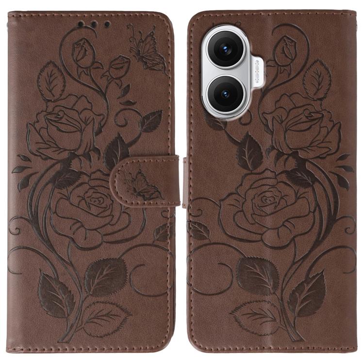 Rose Butterfly Embossed Leather Phone Case, For Redmi 15C 5G / 4G EU 173mm, For Redmi 15 5G Global / 15 4G SEA, For Redmi 15 5G / 4G EU 171mm, For Redmi 15C 5G / 4G Global 171mm, For Redmi Turbo 4 Pro 5G / Poco F7, For Xiaomi Poco F7 Ultra / Redmi K80 ...