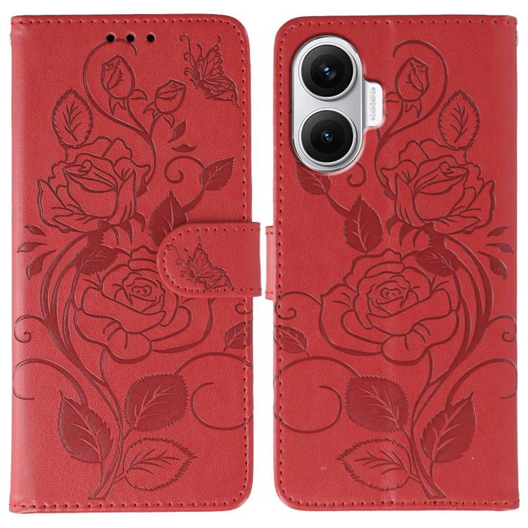 Rose Butterfly Embossed Leather Phone Case, For Redmi 15C 5G / 4G EU 173mm, For Redmi 15 5G Global / 15 4G SEA, For Redmi 15 5G / 4G EU 171mm, For Redmi 15C 5G / 4G Global 171mm, For Redmi Turbo 4 Pro 5G / Poco F7, For Xiaomi Poco F7 Ultra / Redmi K80 ...