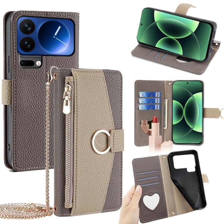 Crossbody Litchi Texture Leather Phone Case, For Xiaomi 17 Pro Max, For Xiaomi 17 Pro, For Xiaomi 17, For Xiaomi Civi 5 Pro 5G, For Xiaomi 15 Ultra