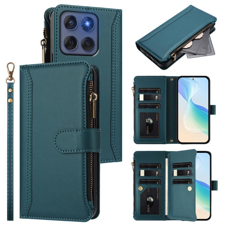Magnetic Closure 9 Card Slots Zipper Leather Case with Hand Strap, For Motorola Moto X70 Air Pro 5G, For Motorola Moto G17 4G/G17 Power 4G, For Motorola Moto G67 5G / G77 5G Global, For Motorola Moto G67 Power 5G Global                                 ...