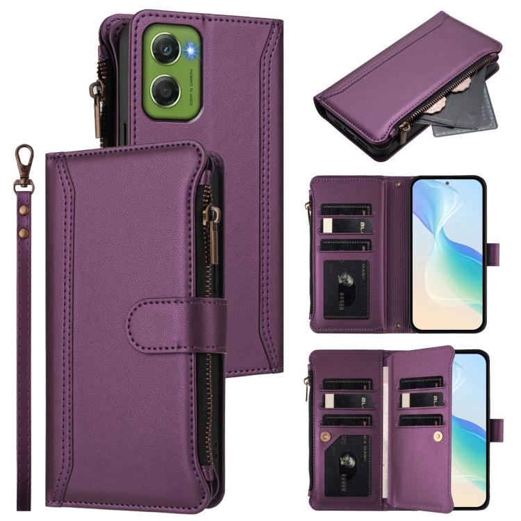 Magnetic Closure 9 Card Slots Zipper Leather Case with Hand Strap, For Motorola Moto X70 Air Pro 5G, For Motorola Moto G17 4G/G17 Power 4G, For Motorola Moto G67 5G / G77 5G Global, For Motorola Moto G67 Power 5G Global                                 ...