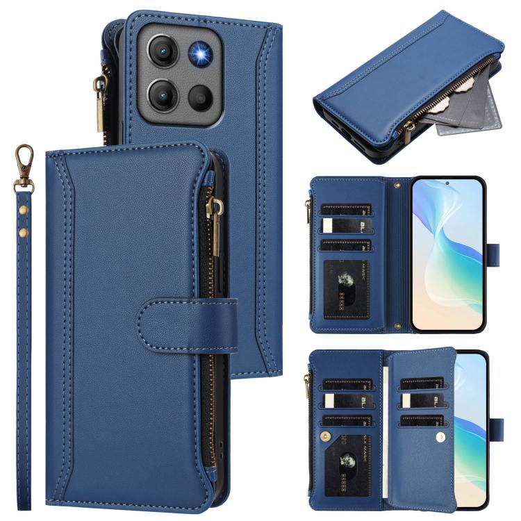 Magnetic Closure 9 Card Slots Zipper Leather Case with Hand Strap, For Motorola Moto G Max/G87/G77/G67 5G, For Motorola Moto X70 Air Pro 5G, For Motorola Moto G17 4G/G17 Power 4G, For Motorola Moto G67 Power 5G Global, For Motorola Edge 70 5G / X70 Air...