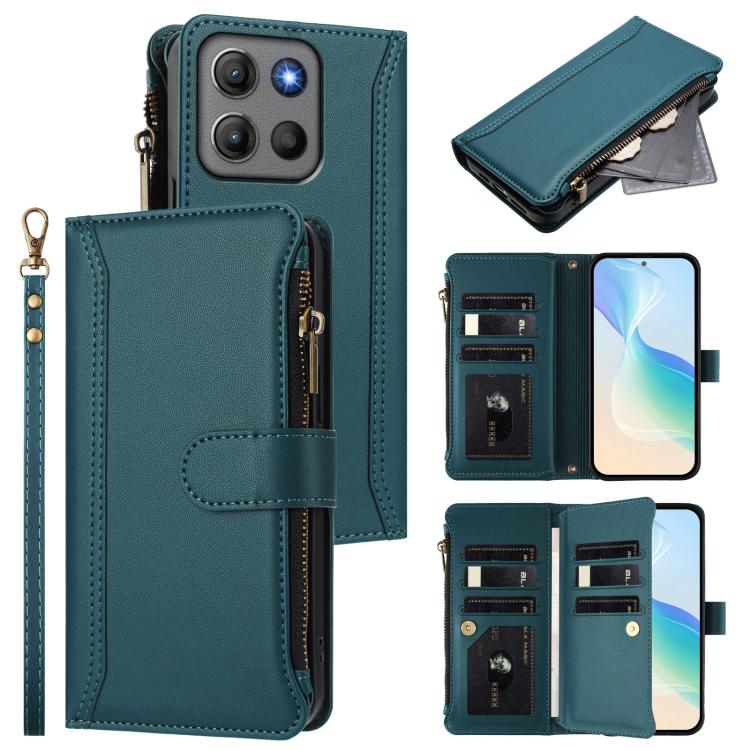 Magnetic Closure 9 Card Slots Zipper Leather Case with Hand Strap, For Motorola Moto G Max/G87/G77/G67 5G, For Motorola Moto X70 Air Pro 5G, For Motorola Moto G17 4G/G17 Power 4G, For Motorola Moto G67 Power 5G Global, For Motorola Edge 70 5G / X70 Air...