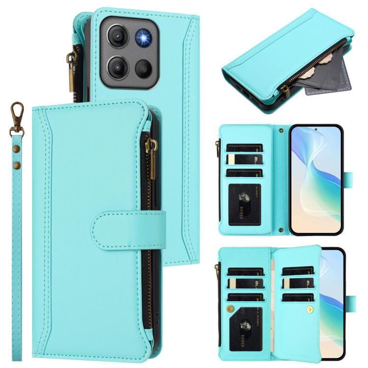 Magnetic Closure 9 Card Slots Zipper Leather Case with Hand Strap, For Motorola Moto G Max/G87/G77/G67 5G, For Motorola Moto X70 Air Pro 5G, For Motorola Moto G17 4G/G17 Power 4G, For Motorola Moto G67 Power 5G Global, For Motorola Edge 70 5G / X70 Air...