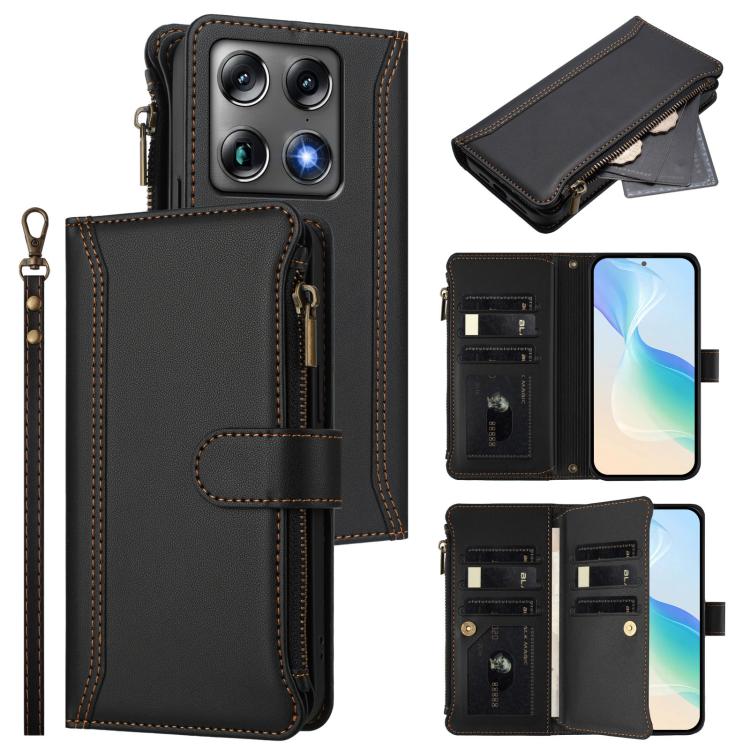 Magnetic Closure 9 Card Slots Zipper Leather Case with Hand Strap, For Motorola Moto G Max/G87/G77/G67 5G, For Motorola Moto X70 Air Pro 5G, For Motorola Moto G17 4G/G17 Power 4G, For Motorola Moto G67 Power 5G Global, For Motorola Edge 70 5G / X70 Air...
