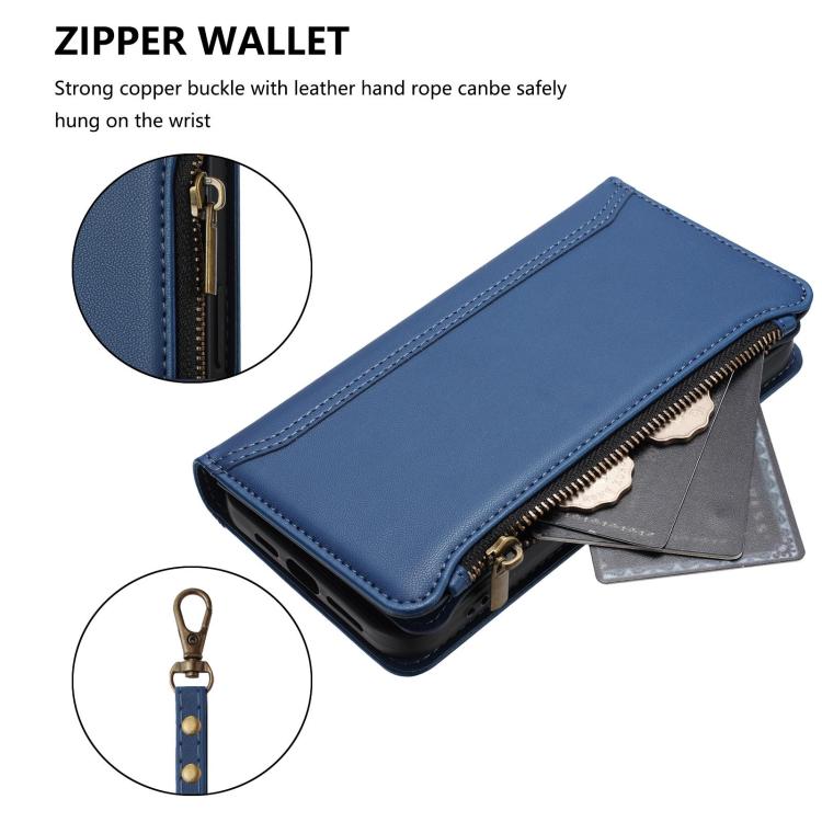Magnetic Closure 9 Card Slots Zipper Leather Case with Hand Strap, For Motorola Moto G Max/G87/G77/G67 5G, For Motorola Moto X70 Air Pro 5G, For Motorola Moto G17 4G/G17 Power 4G, For Motorola Moto G67 Power 5G Global, For Motorola Edge 70 5G / X70 Air...
