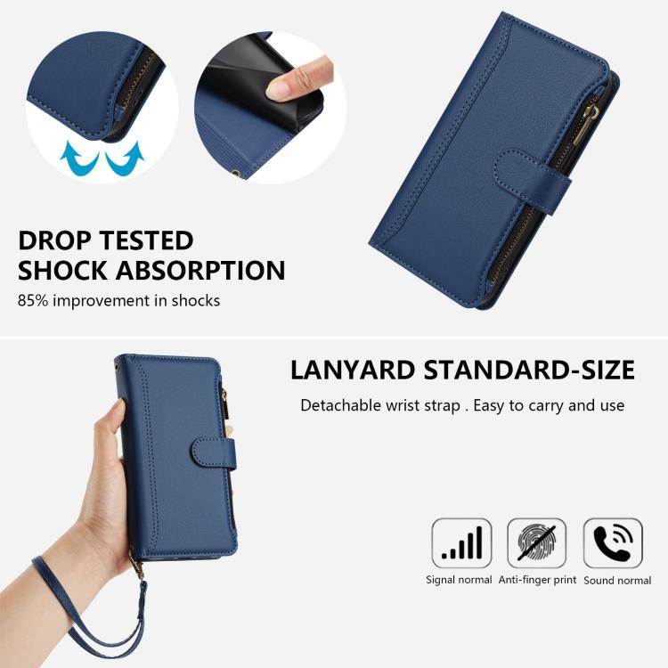 Magnetic Closure 9 Card Slots Zipper Leather Case with Hand Strap, For Motorola Moto G Max/G87/G77/G67 5G, For Motorola Moto X70 Air Pro 5G, For Motorola Moto G17 4G/G17 Power 4G, For Motorola Moto G67 Power 5G Global, For Motorola Edge 70 5G / X70 Air...