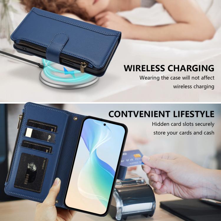 Magnetic Closure 9 Card Slots Zipper Leather Case with Hand Strap, For Motorola Moto G Max/G87/G77/G67 5G, For Motorola Moto X70 Air Pro 5G, For Motorola Moto G17 4G/G17 Power 4G, For Motorola Moto G67 Power 5G Global, For Motorola Edge 70 5G / X70 Air...
