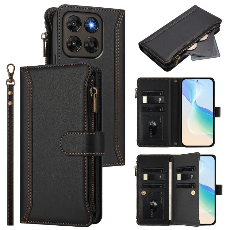Magnetic Closure 9 Card Slots Zipper Leather Case with Hand Strap, For Motorola Moto G Max/G87/G77/G67 5G, For Motorola Moto X70 Air Pro 5G, For Motorola Moto G17 4G/G17 Power 4G, For Motorola Moto G67 Power 5G Global, For Motorola Edge 70 5G / X70 Air...