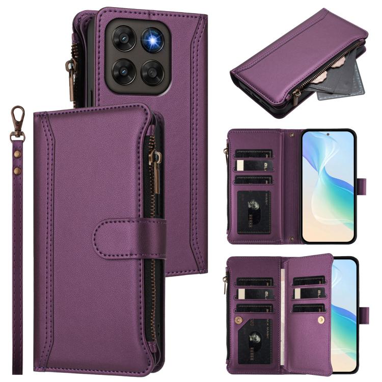 Magnetic Closure 9 Card Slots Zipper Leather Case with Hand Strap, For Motorola Moto G Max/G87/G77/G67 5G, For Motorola Moto X70 Air Pro 5G, For Motorola Moto G17 4G/G17 Power 4G, For Motorola Moto G67 Power 5G Global, For Motorola Edge 70 5G / X70 Air...