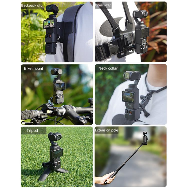 For DJI OSMO Pocket 3 BRDRC Protection Frame Adapter Base, Frame, Frame + Backpack Clip, Frame + Clip + Chest Strap, Frame + Chest Strap