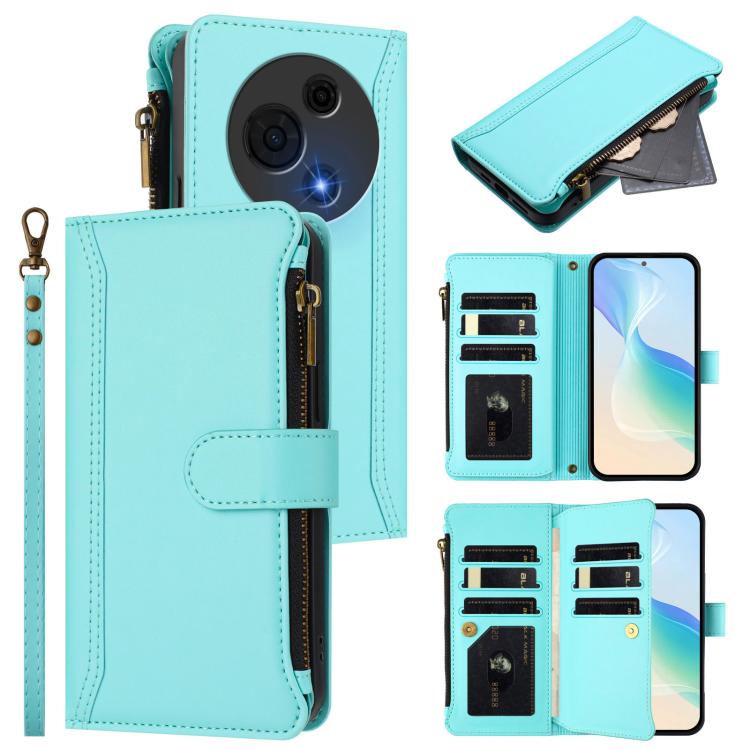 Magnetic Closure 9 Card Slots Zipper Leather Case with Hand Strap, For TCL 60 NxtPaper, For TCL 605 / 60 SE, For TCL 60R 5G, For TCL 503, For TCL 50 5G / 50 XE NxtPaper 5G, For TCL 50 XL / 50 XL NxtPaper 5G, For TCL 201, For TCL 50 XE