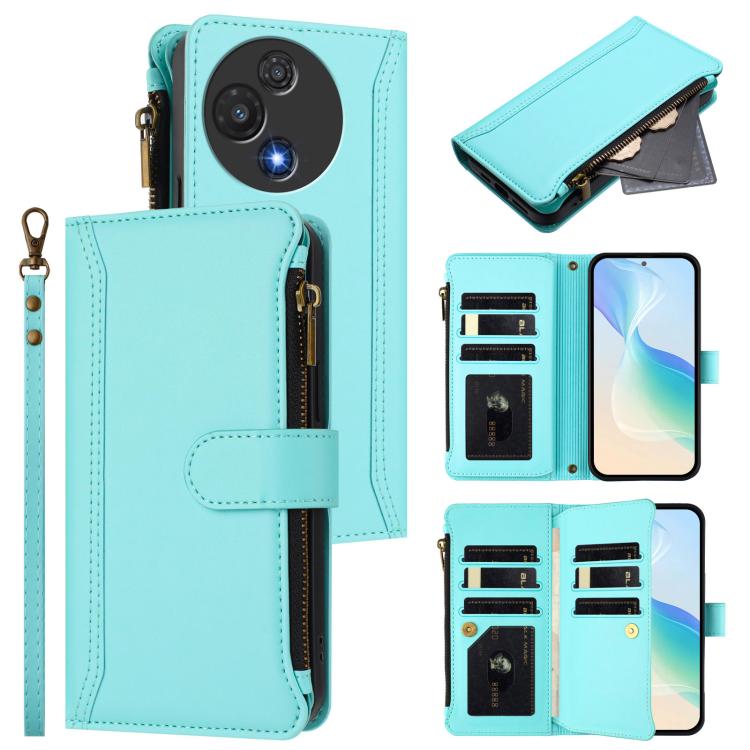 Magnetic Closure 9 Card Slots Zipper Leather Case with Hand Strap, For TCL 60 NxtPaper, For TCL 605 / 60 SE, For TCL 60R 5G, For TCL 503, For TCL 50 5G / 50 XE NxtPaper 5G, For TCL 50 XL / 50 XL NxtPaper 5G, For TCL 201, For TCL 50 XE