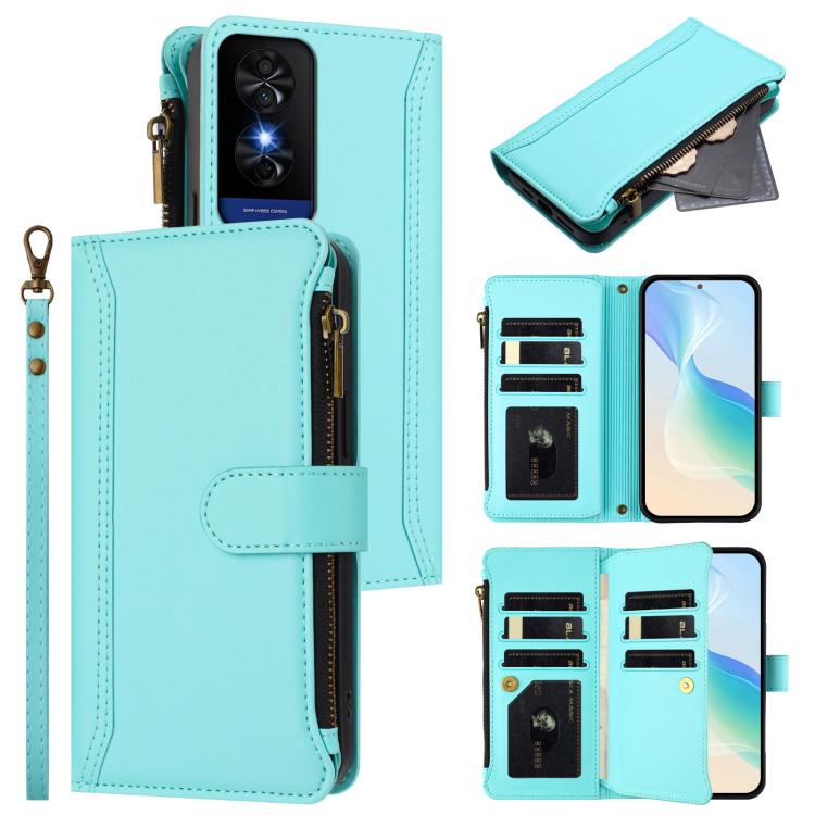 Magnetic Closure 9 Card Slots Zipper Leather Case with Hand Strap, For TCL 60 NxtPaper, For TCL 605 / 60 SE, For TCL 60R 5G, For TCL 503, For TCL 50 5G / 50 XE NxtPaper 5G, For TCL 50 XL / 50 XL NxtPaper 5G, For TCL 201, For TCL 50 XE
