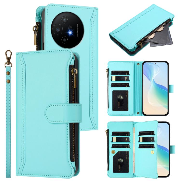 Magnetic Closure 9 Card Slots Zipper Leather Case with Hand Strap, For TCL 60 NxtPaper, For TCL 605 / 60 SE, For TCL 60R 5G, For TCL 503, For TCL 50 5G / 50 XE NxtPaper 5G, For TCL 50 XL / 50 XL NxtPaper 5G, For TCL 201, For TCL 50 XE