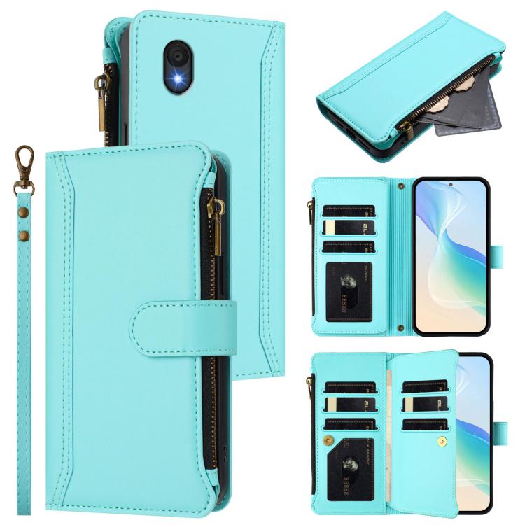 Magnetic Closure 9 Card Slots Zipper Leather Case with Hand Strap, For TCL 60 NxtPaper, For TCL 605 / 60 SE, For TCL 60R 5G, For TCL 503, For TCL 50 5G / 50 XE NxtPaper 5G, For TCL 50 XL / 50 XL NxtPaper 5G, For TCL 201, For TCL 50 XE