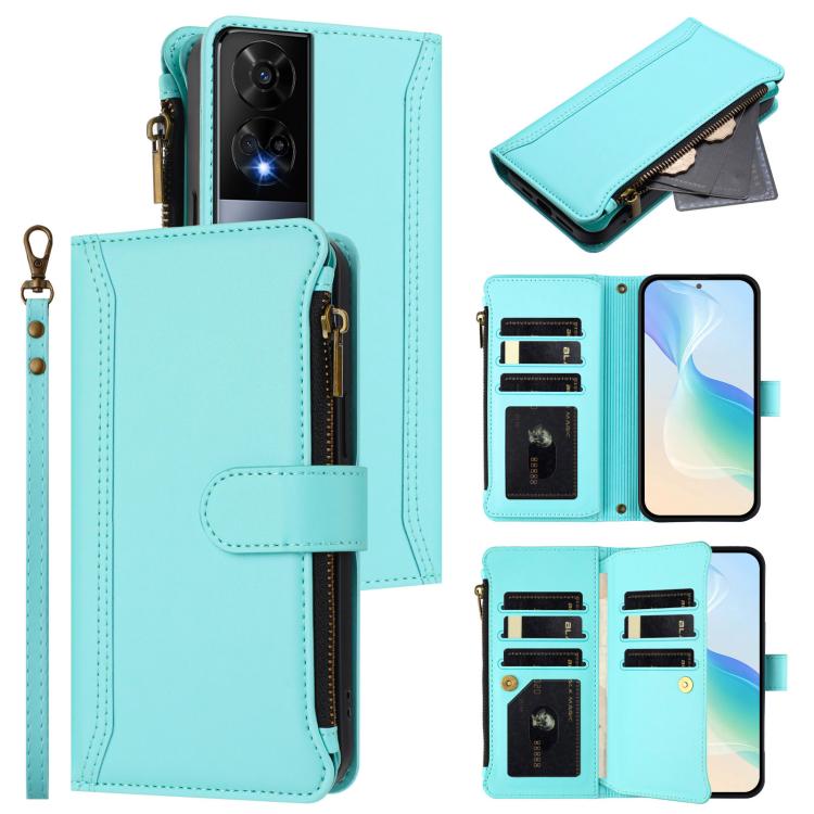 Magnetic Closure 9 Card Slots Zipper Leather Case with Hand Strap, For TCL 60 NxtPaper, For TCL 605 / 60 SE, For TCL 60R 5G, For TCL 503, For TCL 50 5G / 50 XE NxtPaper 5G, For TCL 50 XL / 50 XL NxtPaper 5G, For TCL 201, For TCL 50 XE