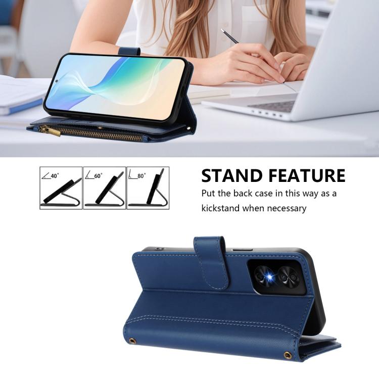 Magnetic Closure 9 Card Slots Zipper Leather Case with Hand Strap, For TCL 50 SE / 40 NxtPaper 4G, For TCL 501, For TCL 505, For TCL 502, For TCL 40 SE, For TCL 403, For TCL 40 R 5G, For TCL 30XL 2022