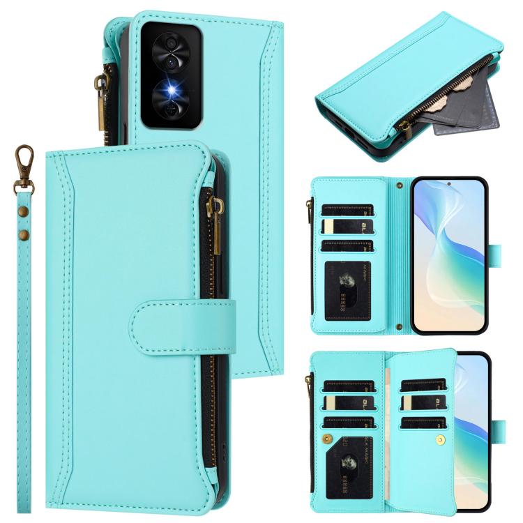 Magnetic Closure 9 Card Slots Zipper Leather Case with Hand Strap, For TCL 50 SE / 40 NxtPaper 4G, For TCL 501, For TCL 505, For TCL 502, For TCL 40 SE, For TCL 403, For TCL 40 R 5G, For TCL 30XL 2022