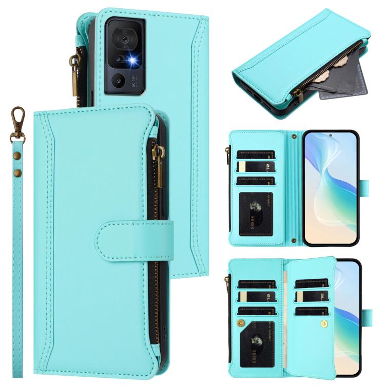 Magnetic Closure 9 Card Slots Zipper Leather Case with Hand Strap, For TCL 50 SE / 40 NxtPaper 4G, For TCL 501, For TCL 505, For TCL 502, For TCL 40 SE, For TCL 403, For TCL 40 R 5G, For TCL 30XL 2022