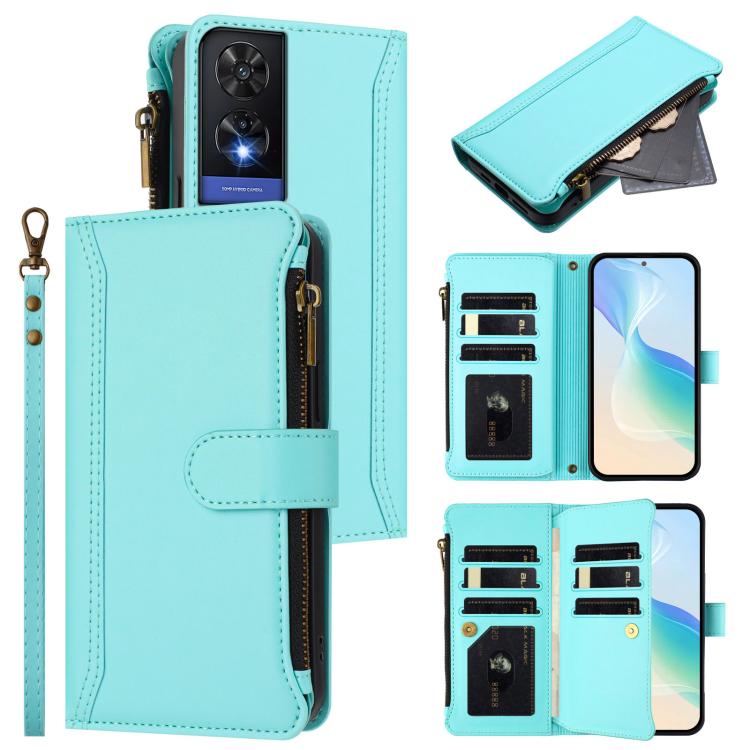 Magnetic Closure 9 Card Slots Zipper Leather Case with Hand Strap, For TCL 50 SE / 40 NxtPaper 4G, For TCL 501, For TCL 505, For TCL 502, For TCL 40 SE, For TCL 403, For TCL 40 R 5G, For TCL 30XL 2022