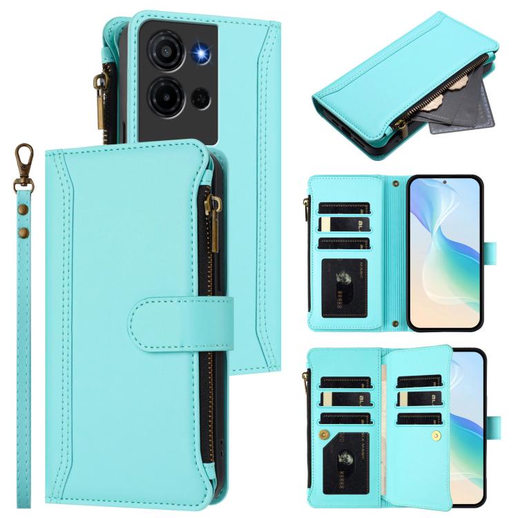 Magnetic Closure 9 Card Slots Zipper Leather Case with Hand Strap, For TCL K70 Power 4G / K70 4G, For TCL Nxtpaper 70 Pro 5G, For TCL K32 5G / K33 5G, For TCL 30Z / 30 LE, For TCL 40 XL / 40 T, For TCL 50 LE 5G / K23 / K24, For TCL 50 Pro NxtPaper / P1...