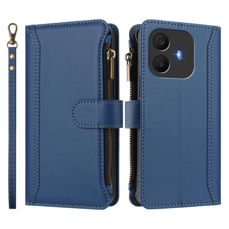 Magnetic Closure 9 Card Slots Zipper Leather Case with Hand Strap, For TCL K70 Power 4G / K70 4G, For TCL Nxtpaper 70 Pro 5G, For TCL K32 5G / K33 5G, For TCL 30Z / 30 LE, For TCL 40 XL / 40 T, For TCL 50 LE 5G / K23 / K24, For TCL 50 Pro NxtPaper / P1...