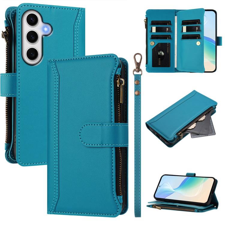 Magnetic Closure 9 Card Slots Zipper Leather Case with Hand Strap, For Samsung Galaxy S24 FE 5G, For Samsung Galaxy S24 Ultra 5G, For Samsung Galaxy S23 FE 5G, For Samsung Galaxy S23 Ultra 5G, For Samsung Galaxy S23+ 5G, For Samsung Galaxy S23 5G      ...