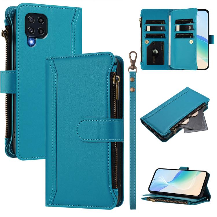 Magnetic Closure 9 Card Slots Zipper Leather Case with Hand Strap, For Samsung Galaxy M54 / F54 5G, For Samsung Galaxy M14 5G, For Samsung Galaxy M53 5G, For Samsung Galaxy M33 5G, For Samsung Galaxy M52 5G, For Samsung Galaxy M32 4G / M22             ...