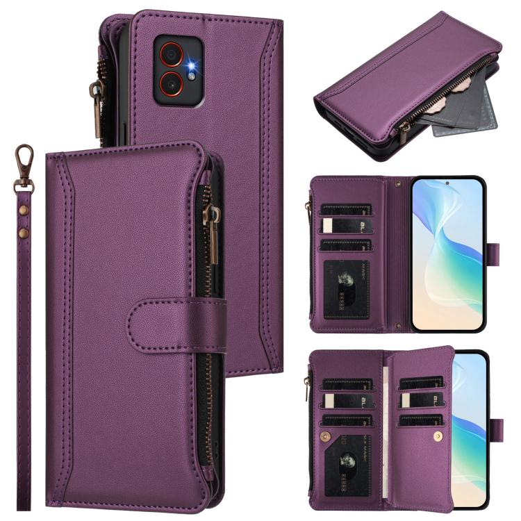 Magnetic Closure 9 Card Slots Zipper Leather Case with Hand Strap, For Samsung Galaxy M56 5G, For Samsung Galaxy M16 / F16 5G, For Samsung Galaxy M06 / F06 5G, For Samsung Galaxy M35 5G, For Samsung Galaxy M55 / C55 5G, For Samsung Galaxy Xcover7 Pro  ...