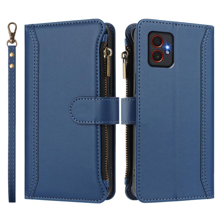 Magnetic Closure 9 Card Slots Zipper Leather Case with Hand Strap, For Samsung Galaxy XCover 7 Pro, For Samsung Galaxy XCover 7, For Samsung Galaxy XCover6 Pro, For Samsung Galaxy XCover 5