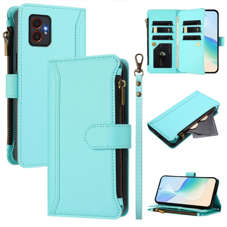 Magnetic Closure 9 Card Slots Zipper Leather Case with Hand Strap, For Samsung Galaxy XCover 7 Pro, For Samsung Galaxy XCover 7, For Samsung Galaxy XCover6 Pro, For Samsung Galaxy XCover 5
