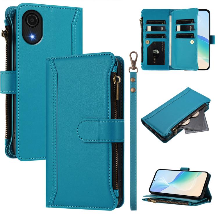 Magnetic Closure 9 Card Slots Zipper Leather Case with Hand Strap, For Samsung Galaxy A15 5G / 4G, For Samsung Galaxy A55 5G, For Samsung Galaxy A35 5G, For Samsung Galaxy A25 5G, For Samsung Galaxy A24 4G, For Samsung Galaxy A23 5G / 4G / M23         ...