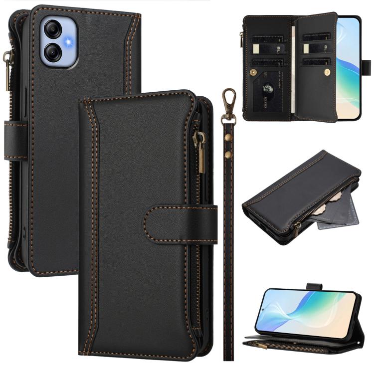 Magnetic Closure 9 Card Slots Zipper Leather Case with Hand Strap, For Samsung Galaxy A04e / F04 / M04 4G, For Samsung Galaxy A14 5G / 4G, For Samsung Galaxy A34 5G, For Samsung Galaxy A54 5G, For Samsung Galaxy A13 5G / 4G / A04s                      ...