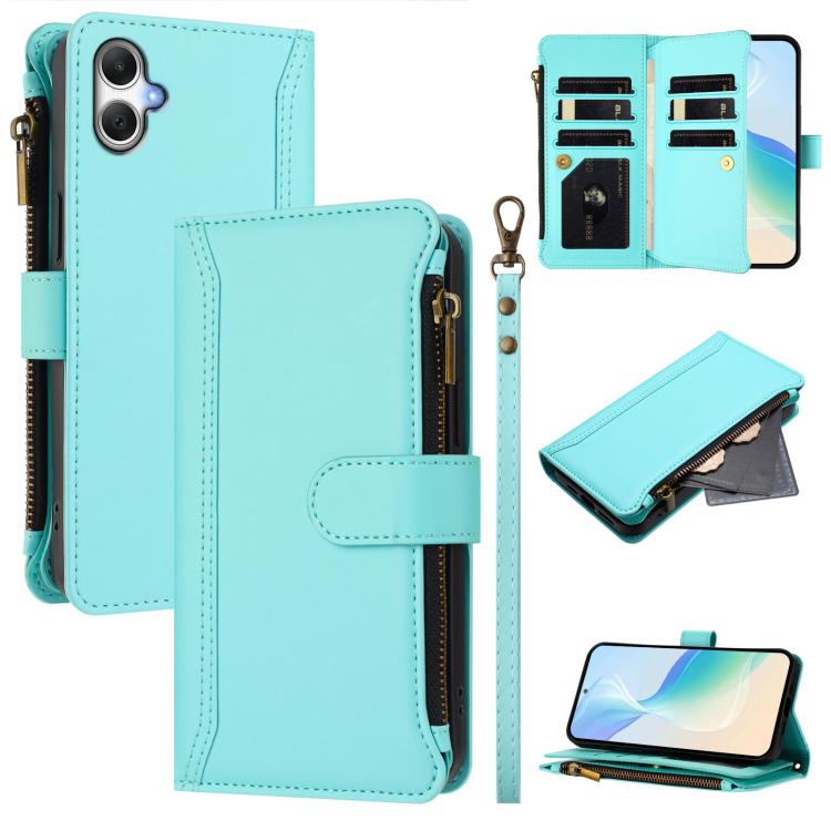 Magnetic Closure 9 Card Slots Zipper Leather Case with Hand Strap, For Galaxy A27 5G, For Samsung Galaxy A06 4G / 5G, For Samsung Galaxy A56 5G, For Samsung Galaxy A26 5G, For Samsung Galaxy A36 5G, For Samsung Galaxy A05 / M05 / F05 4G                ...
