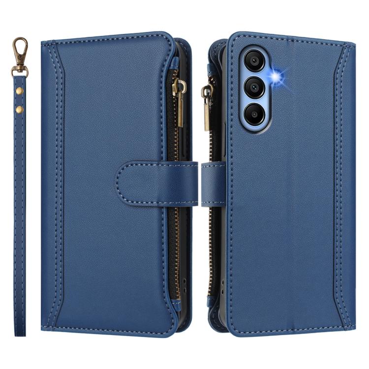 Magnetic Closure 9 Card Slots Zipper Leather Case with Hand Strap, For Samsung Galaxy A15 5G / 4G, For Samsung Galaxy A55 5G, For Samsung Galaxy A35 5G, For Samsung Galaxy A25 5G, For Samsung Galaxy A24 4G, For Samsung Galaxy A23 5G / 4G / M23         ...