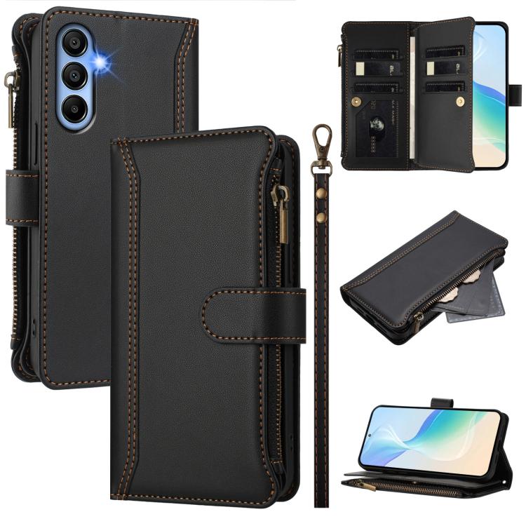 Magnetic Closure 9 Card Slots Zipper Leather Case with Hand Strap, For Samsung Galaxy A15 5G / 4G, For Samsung Galaxy A55 5G, For Samsung Galaxy A35 5G, For Samsung Galaxy A25 5G, For Samsung Galaxy A24 4G, For Samsung Galaxy A23 5G / 4G / M23         ...
