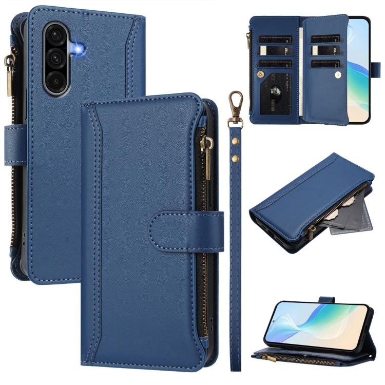 Magnetic Closure 9 Card Slots Zipper Leather Case with Hand Strap, For Galaxy A27 5G, For Samsung Galaxy A06 4G / 5G, For Samsung Galaxy A56 5G, For Samsung Galaxy A26 5G, For Samsung Galaxy A36 5G, For Samsung Galaxy A05 / M05 / F05 4G                ...