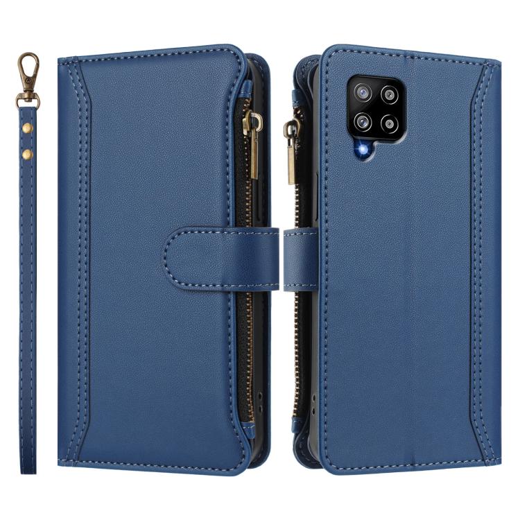 Magnetic Closure 9 Card Slots Zipper Leather Case with Hand Strap, For Samsung Galaxy A42 5G / M42 5G, For Samsung Galaxy A32 4G, For Samsung Galaxy A02 / M02, For Samsung Galaxy A72 5G / 4G, For Samsung Galaxy A02s 164mm, For Samsung Galaxy A02s 166mm