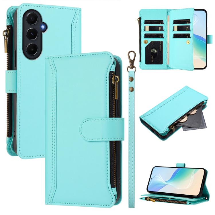 Magnetic Closure 9 Card Slots Zipper Leather Case with Hand Strap, For Samsung Galaxy A15 5G / 4G, For Samsung Galaxy A55 5G, For Samsung Galaxy A35 5G, For Samsung Galaxy A25 5G, For Samsung Galaxy A24 4G, For Samsung Galaxy A23 5G / 4G / M23         ...