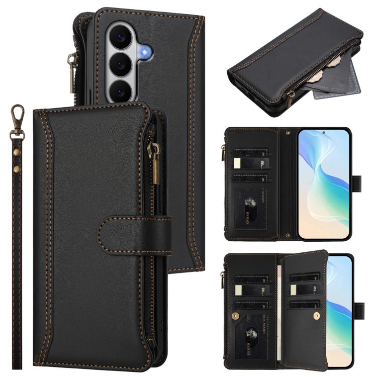 Magnetic Closure 9 Card Slots Zipper Leather Case with Hand Strap, For Galaxy A27 5G, For Samsung Galaxy A06 4G / 5G, For Samsung Galaxy A56 5G, For Samsung Galaxy A26 5G, For Samsung Galaxy A36 5G, For Samsung Galaxy A05 / M05 / F05 4G                ...