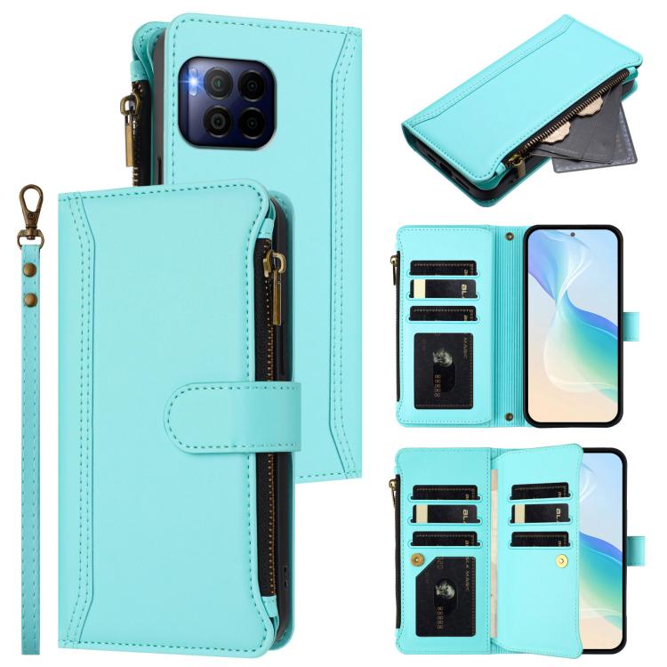 Magnetic Closure 9 Card Slots Zipper Leather Case with Hand Strap, For T-Mobile REVVL 8 5G, For T-Mobile REVVL 7 Pro 5G, For T-Mobile REVVL 7 5G, For T-Mobile REVVL 6 Pro 5G, For T-Mobile REVVL 6 / 6x