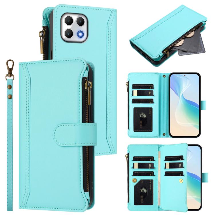 Magnetic Closure 9 Card Slots Zipper Leather Case with Hand Strap, For T-Mobile REVVL 8 5G, For T-Mobile REVVL 7 Pro 5G, For T-Mobile REVVL 7 5G, For T-Mobile REVVL 6 Pro 5G, For T-Mobile REVVL 6 / 6x