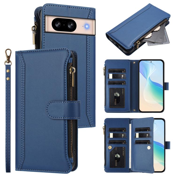Magnetic Closure 9 Card Slots Zipper Leather Case with Hand Strap, For Google Pixel 11 Pro XL, For Google Pixel 11 Pro / 11, For Google Pixel 10 Pro XL 5G, For Google Pixel 10 5G Global, For Google Pixel 9a, For Google Pixel 8a, For Google Pixel 8 Pro ...