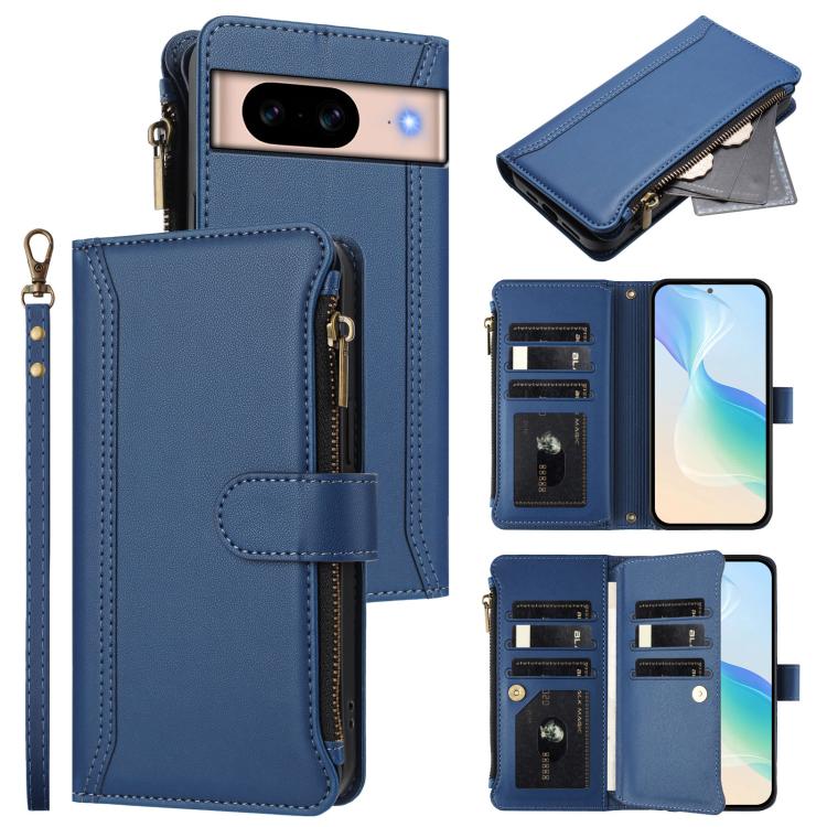 Magnetic Closure 9 Card Slots Zipper Leather Case with Hand Strap, For Google Pixel 11 Pro XL, For Google Pixel 11 Pro / 11, For Google Pixel 10 Pro XL 5G, For Google Pixel 10 5G Global, For Google Pixel 9a, For Google Pixel 8a, For Google Pixel 8 Pro ...