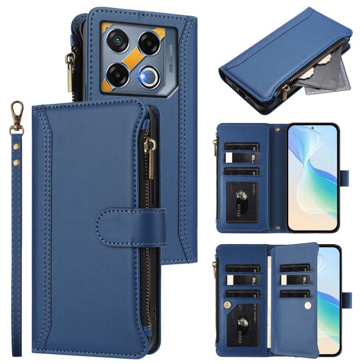Magnetic Closure 9 Card Slots Zipper Leather Case with Hand Strap, For Infinix Zero 40 4G, For Infinix Note 40X 5G, For Infinix Note 40 5G, For Infinix GT 20 Pro 5G, For Infinix Note 40 Pro 4G / 5G, For Infinix Note 40 4G                               ...