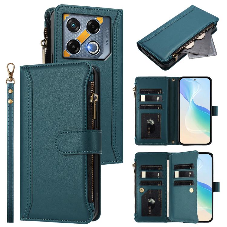 Magnetic Closure 9 Card Slots Zipper Leather Case with Hand Strap, For Infinix Zero 40 4G, For Infinix Note 40X 5G, For Infinix Note 40 5G, For Infinix GT 20 Pro 5G, For Infinix Note 40 Pro 4G / 5G, For Infinix Note 40 4G                               ...