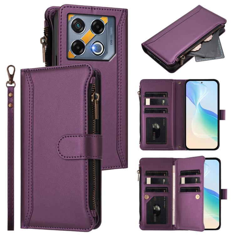 Magnetic Closure 9 Card Slots Zipper Leather Case with Hand Strap, For Infinix Zero 40 4G, For Infinix Note 40X 5G, For Infinix Note 40 5G, For Infinix GT 20 Pro 5G, For Infinix Note 40 Pro 4G / 5G, For Infinix Note 40 4G                               ...