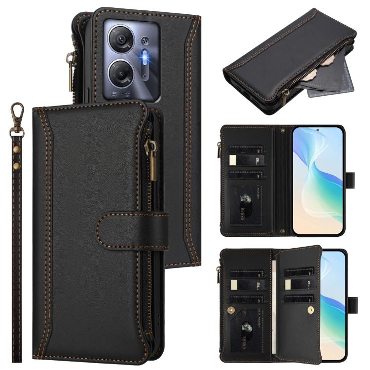 Magnetic Closure 9 Card Slots Zipper Leather Case with Hand Strap, For Infinix Zero 30 5G, For Infinix Hot 30 5G, For Infinix Hot 30 Play 4G, For Infinix Smart 7 Plus / 7 HD, For Infinix Note 30 4G / 5G, For Infinix Note 30 Pro 4G, For Infinix Note 30 ...